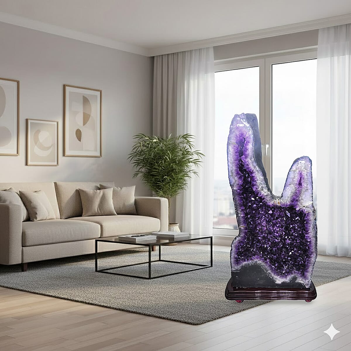 Home and Office Decor Uruguayan Amethyst Geode On Wooden Base - 641 lbs (63x33x16) image number 4