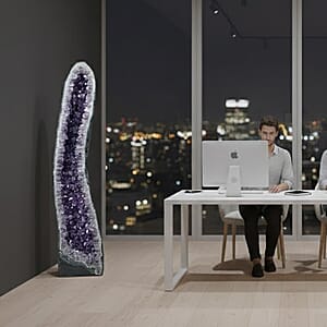 Home and Office Decor Uruguayan Amethyst Geode on Wooden Base - 269 lbs (57x11)