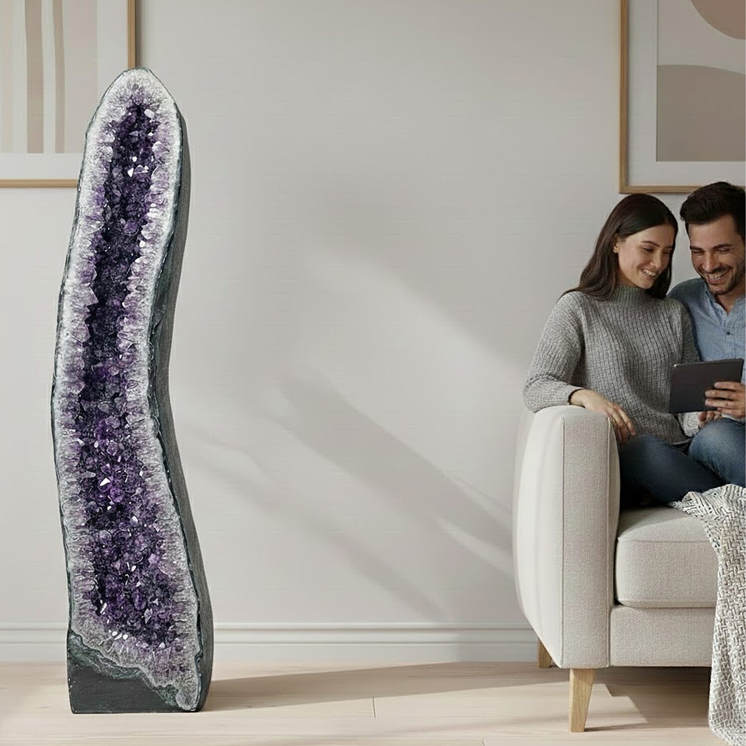 Home and Office Decor Uruguayan Amethyst Geode on Wooden Base - 269 lbs (57x11)