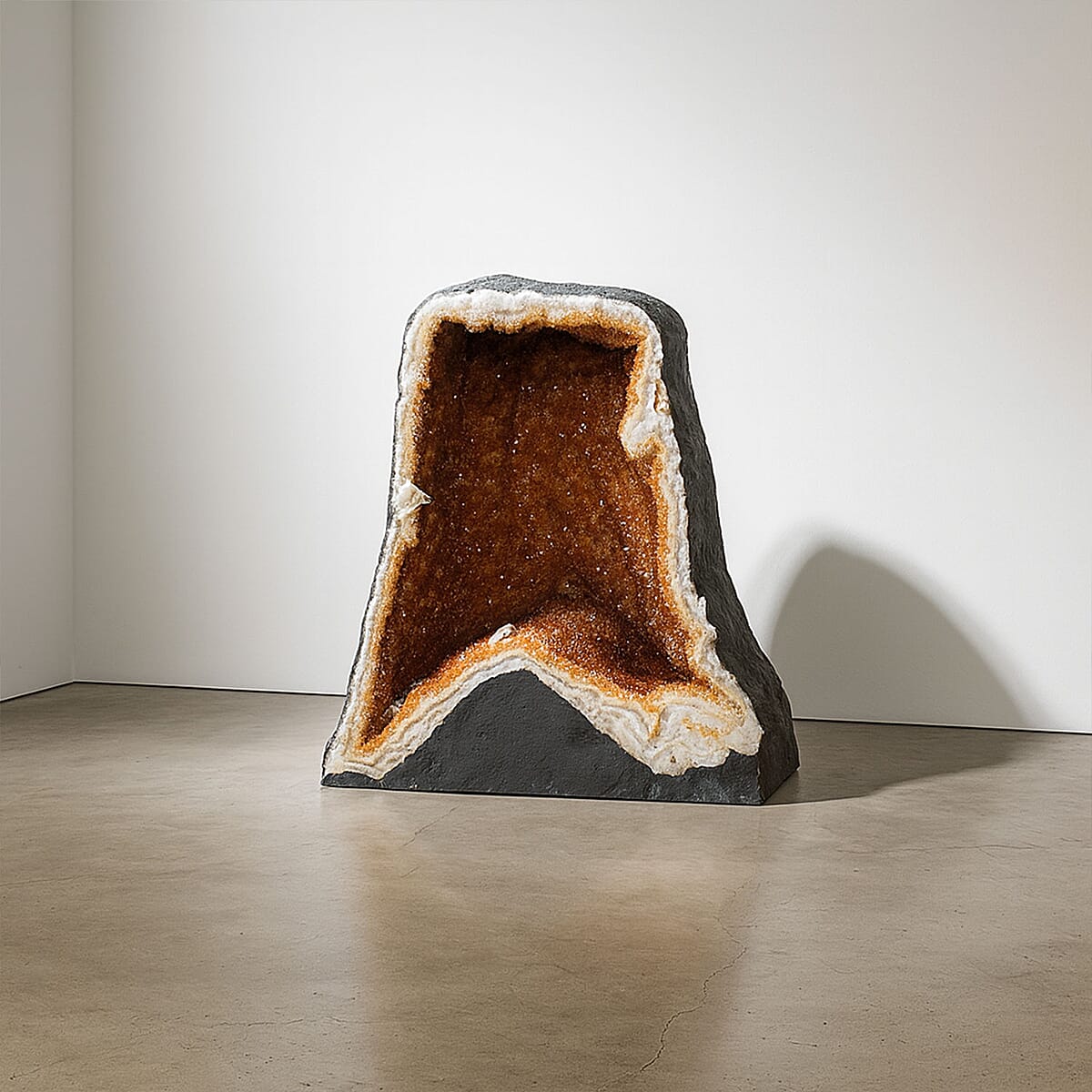 Home and Office Decor Citrine Geode on Wooden Base (280 lbs) image number 1