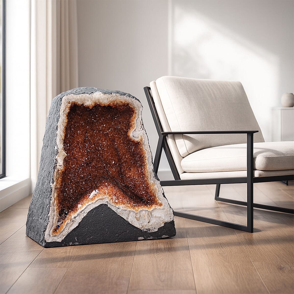 Home and Office Decor Citrine Geode on Wooden Base (280 lbs) image number 2