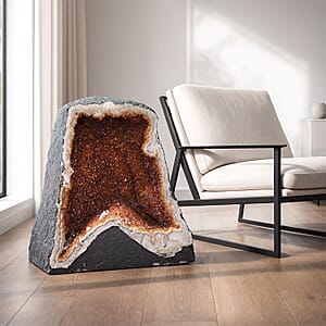 Home and Office Decor Citrine Geode on Wooden Base (280 lbs)