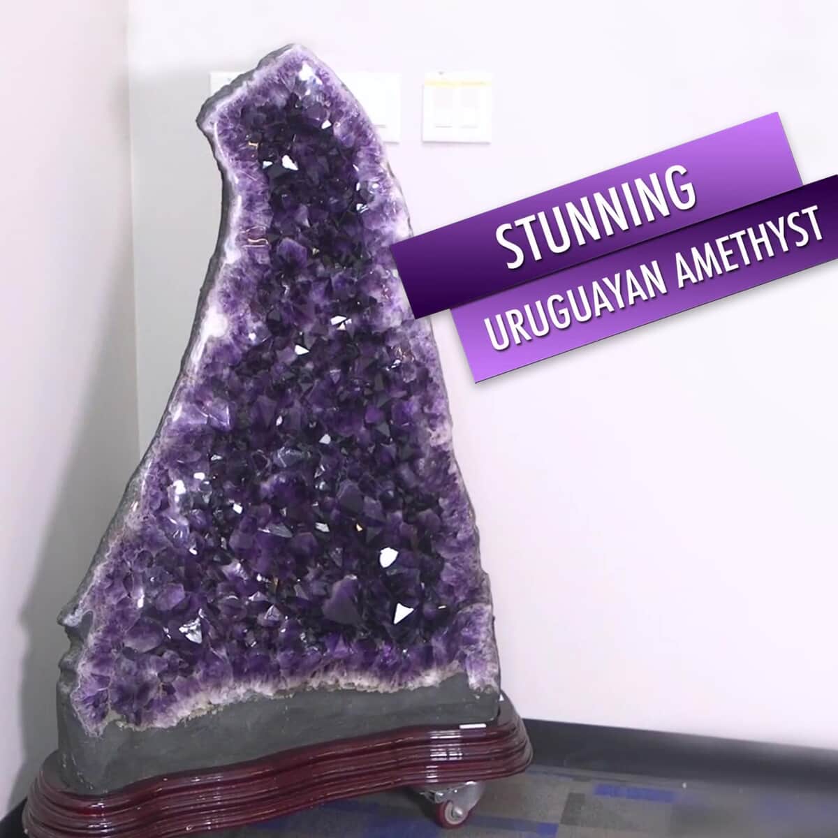 Home and Office Decor Uruguayan Amethyst Geode on Wooden Base (383 lbs) image number 1