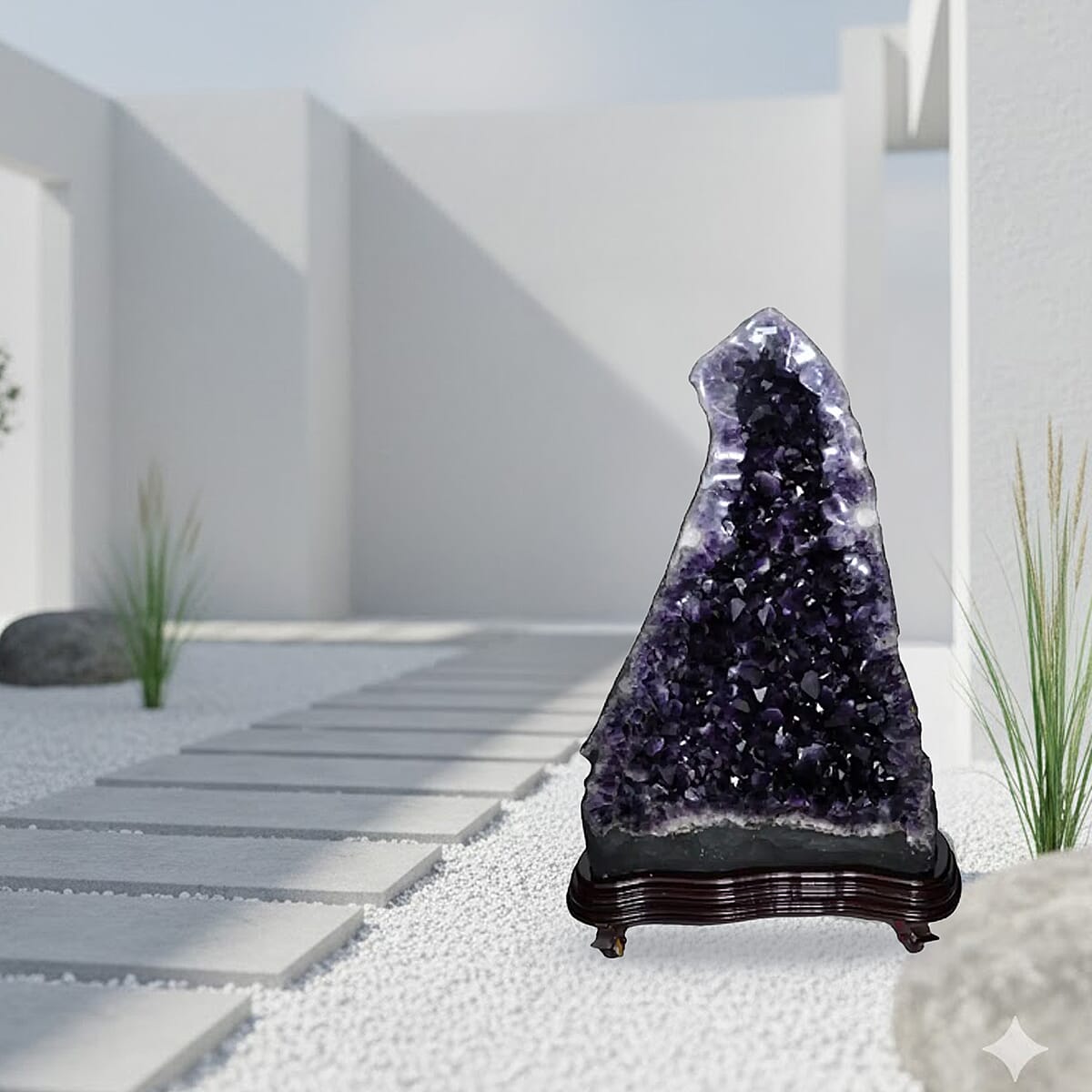 Home and Office Decor Uruguayan Amethyst Geode on Wooden Base - 383 lbs (51.5x27) image number 4