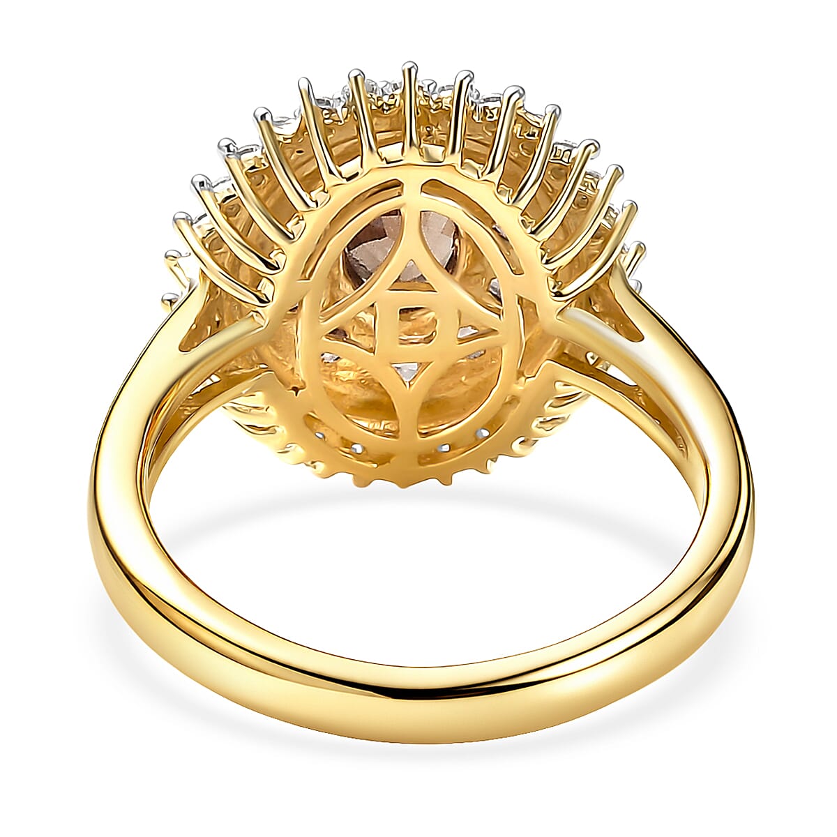 D'Joy Premium Madagascar Color Change Garnet and Moissanite 2.30 ctw Eclipse Halo Ring in 18K Vermeil Yellow Gold Over Sterling Silver (Size 10.0)