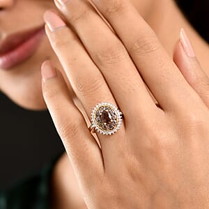 D'Joy Premium Madagascar Color Change Garnet and Moissanite 2.30 ctw Cluster Ring in 18K Vermeil Yellow Gold Over Sterling Silver (Size 8.0)