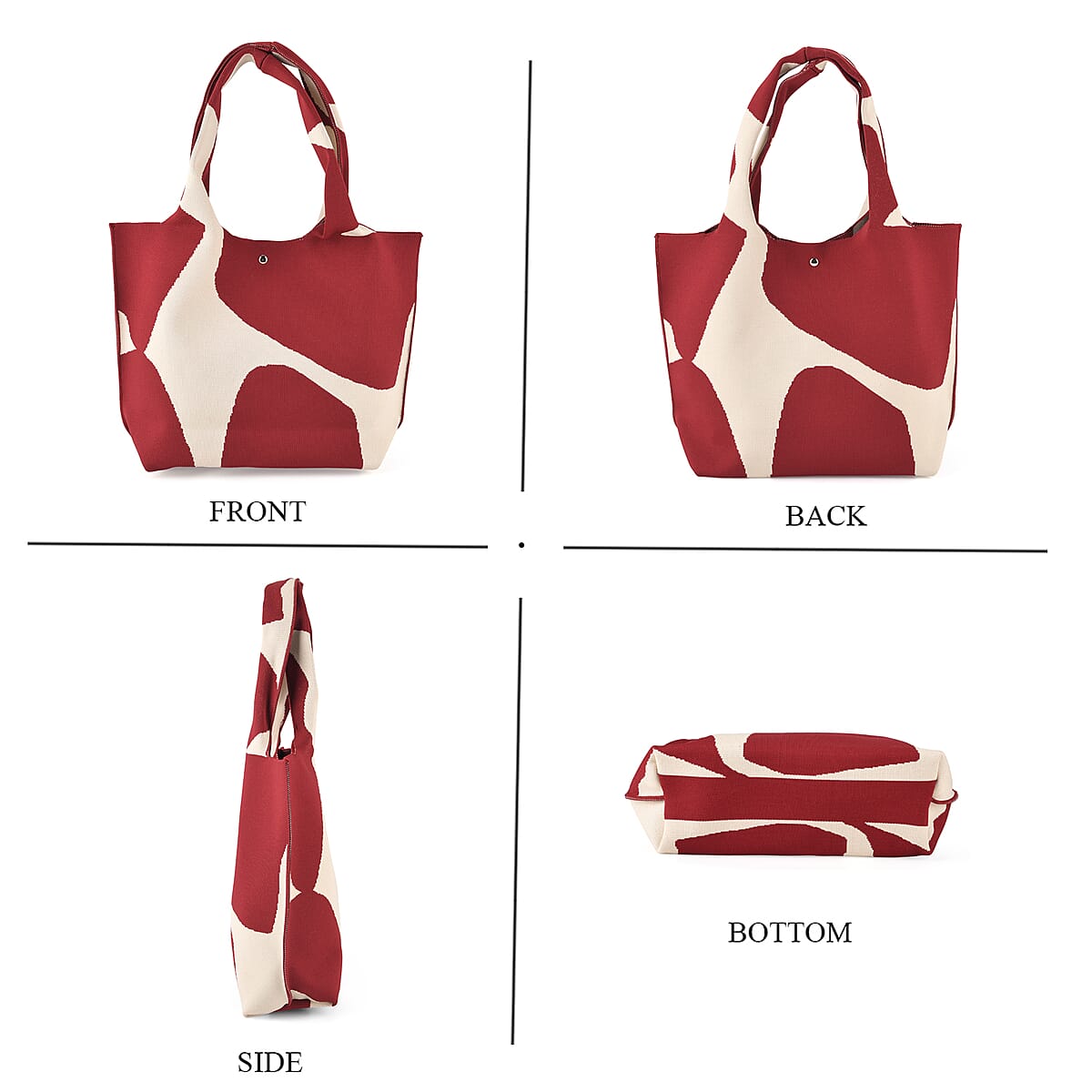 La Marey Red Knitting Tote Bag image number 3