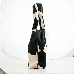 La Marey Black Knitting Tote Bag