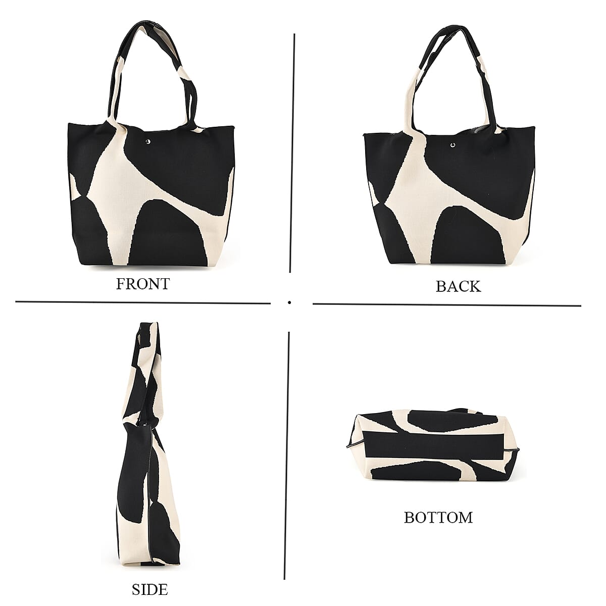 La Marey Black Knitting Tote Bag image number 3