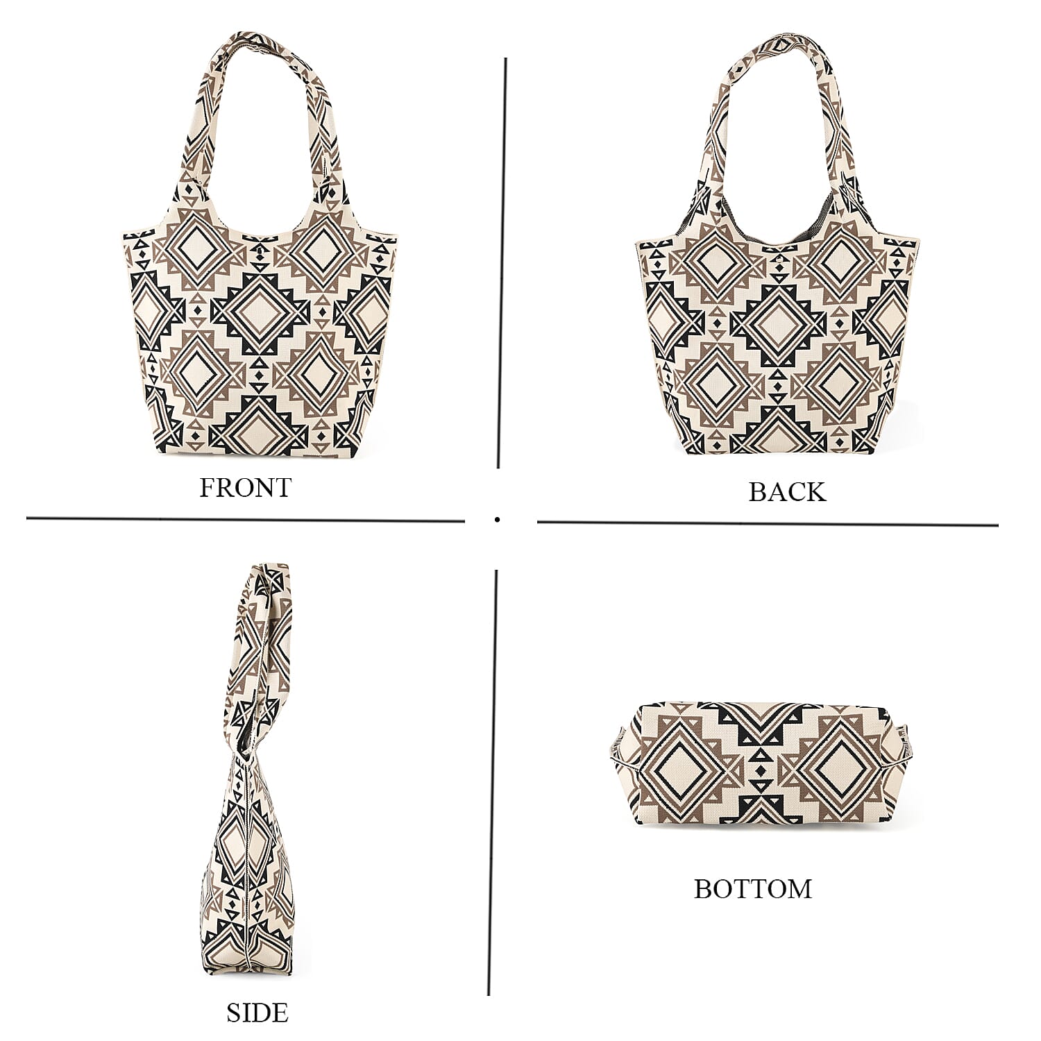 La Marey Cream Knitting Tote Bag