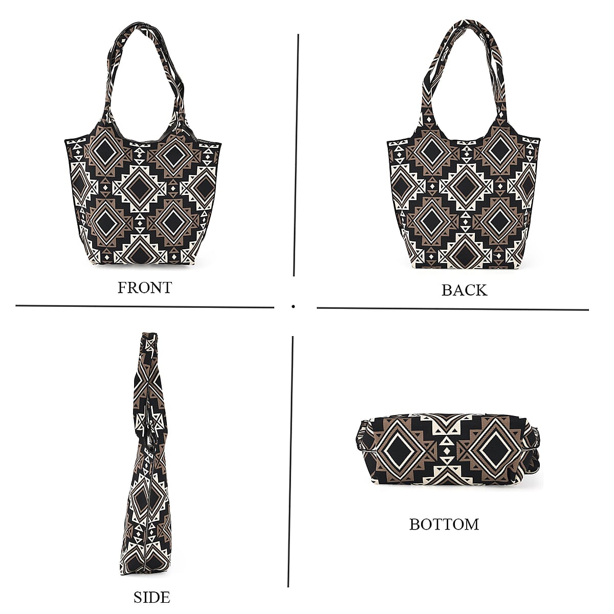 La Marey Black Knitting Tote Bag image number 1