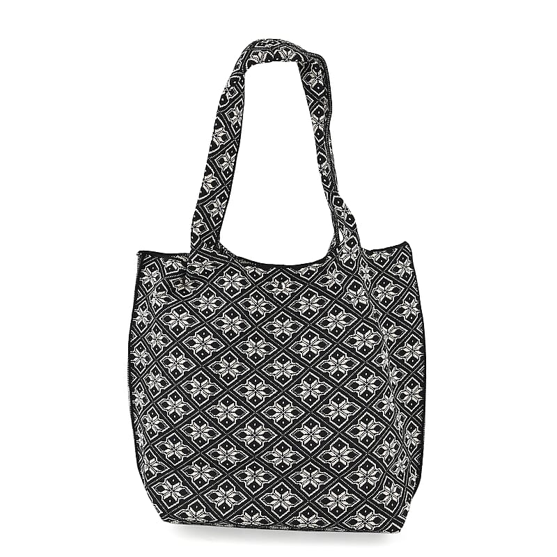 La Marey Black Polyester Knitted Bag