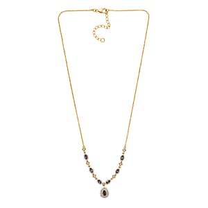 D'Joy Premium Madagascar Color Change Garnet and Moissanite 2.25 ctw Necklace in 18K Vermeil Yellow Gold Over Sterling Silver 18 Inches 