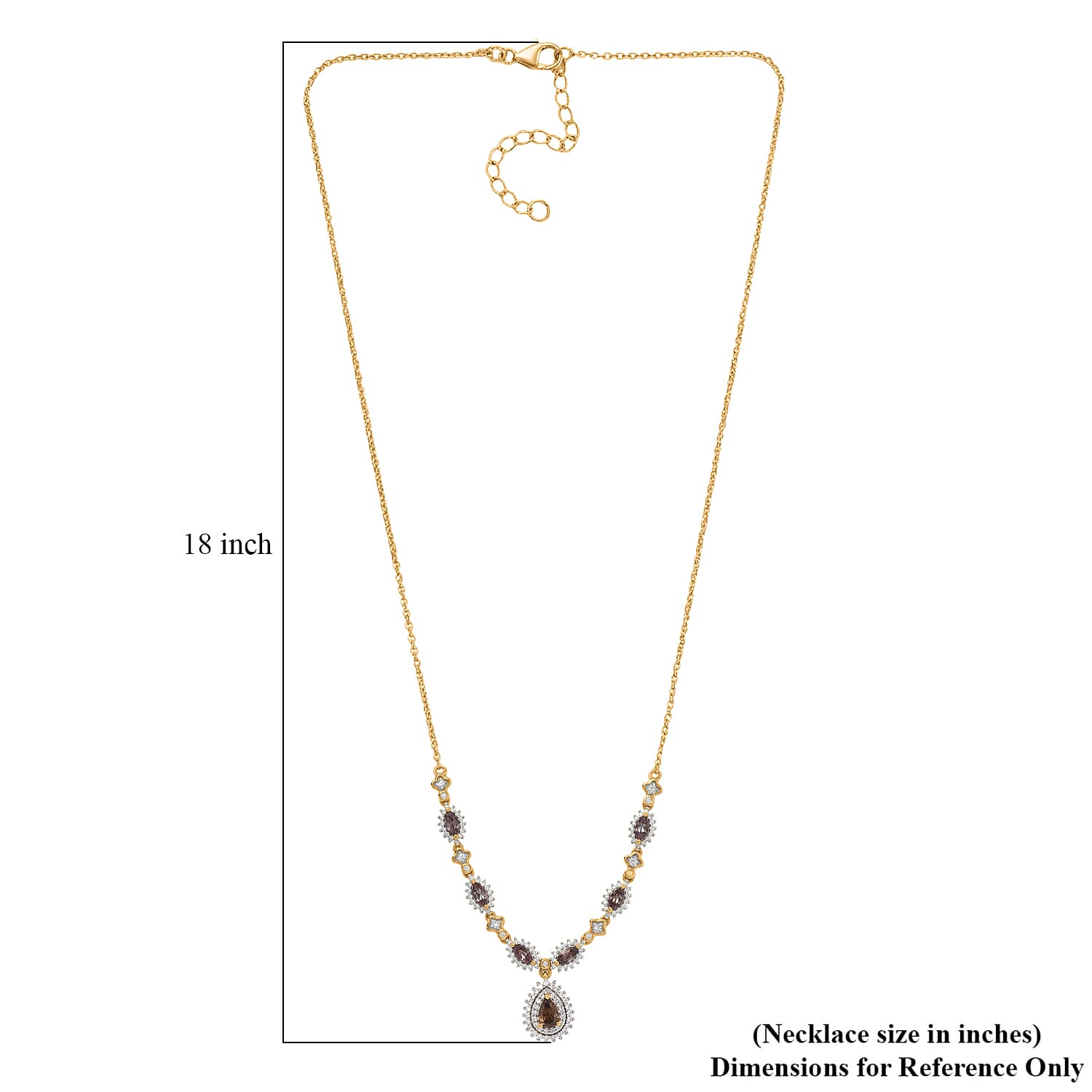 D'Joy Premium Madagascar Color Change Garnet and Moissanite 2.25 ctw Luminous Cascade Necklace in 18K Vermeil Yellow Gold Over Sterling Silver 18 Inches 
