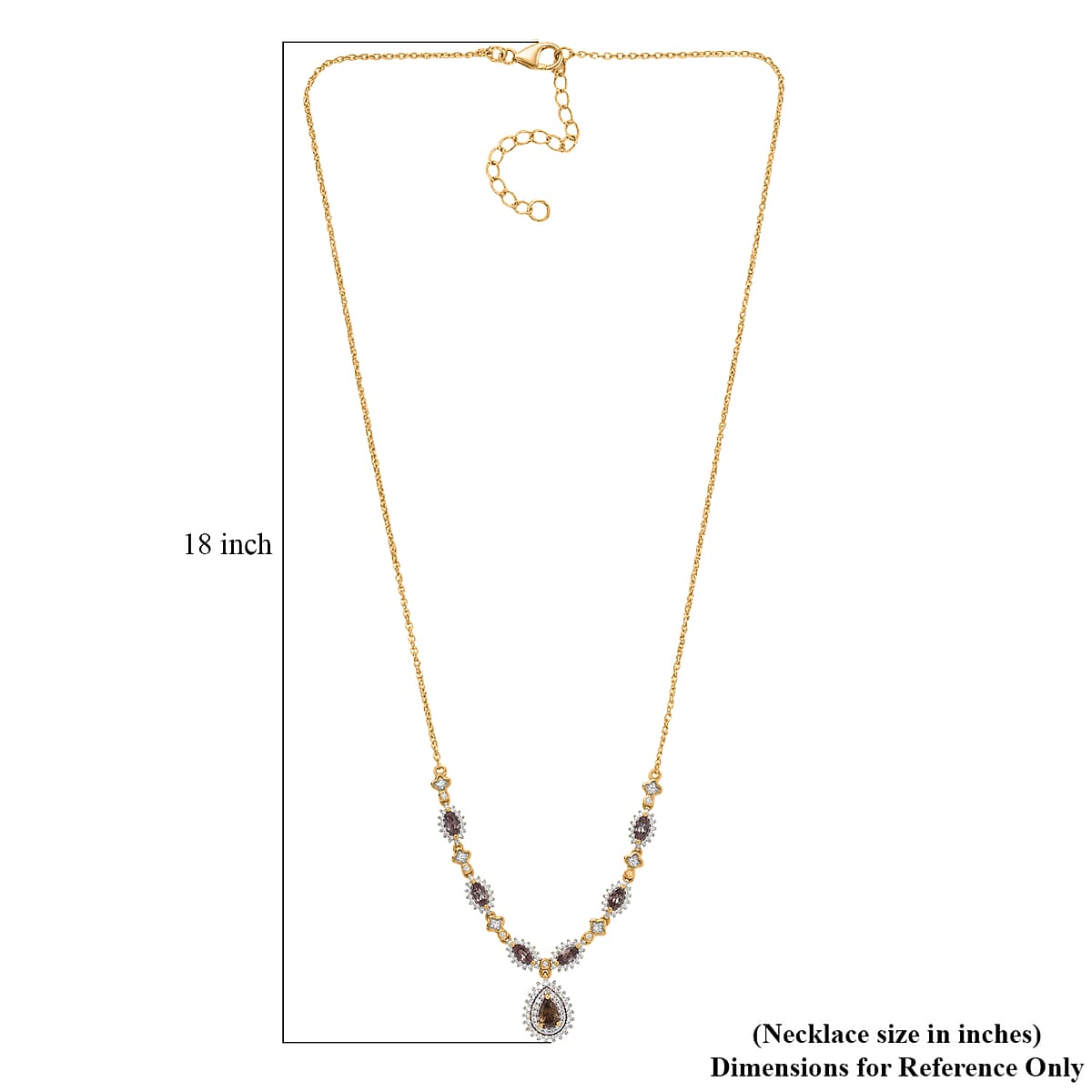 D'Joy Premium Madagascar Color Change Garnet and Moissanite 2.25 ctw Necklace in 18K Vermeil Yellow Gold Over Sterling Silver 18 Inches  image number 5
