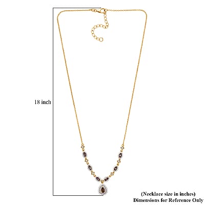 D'Joy Premium Madagascar Color Change Garnet and Moissanite 2.25 ctw Luminous Cascade Necklace in 18K Vermeil Yellow Gold Over Sterling Silver 18 Inches