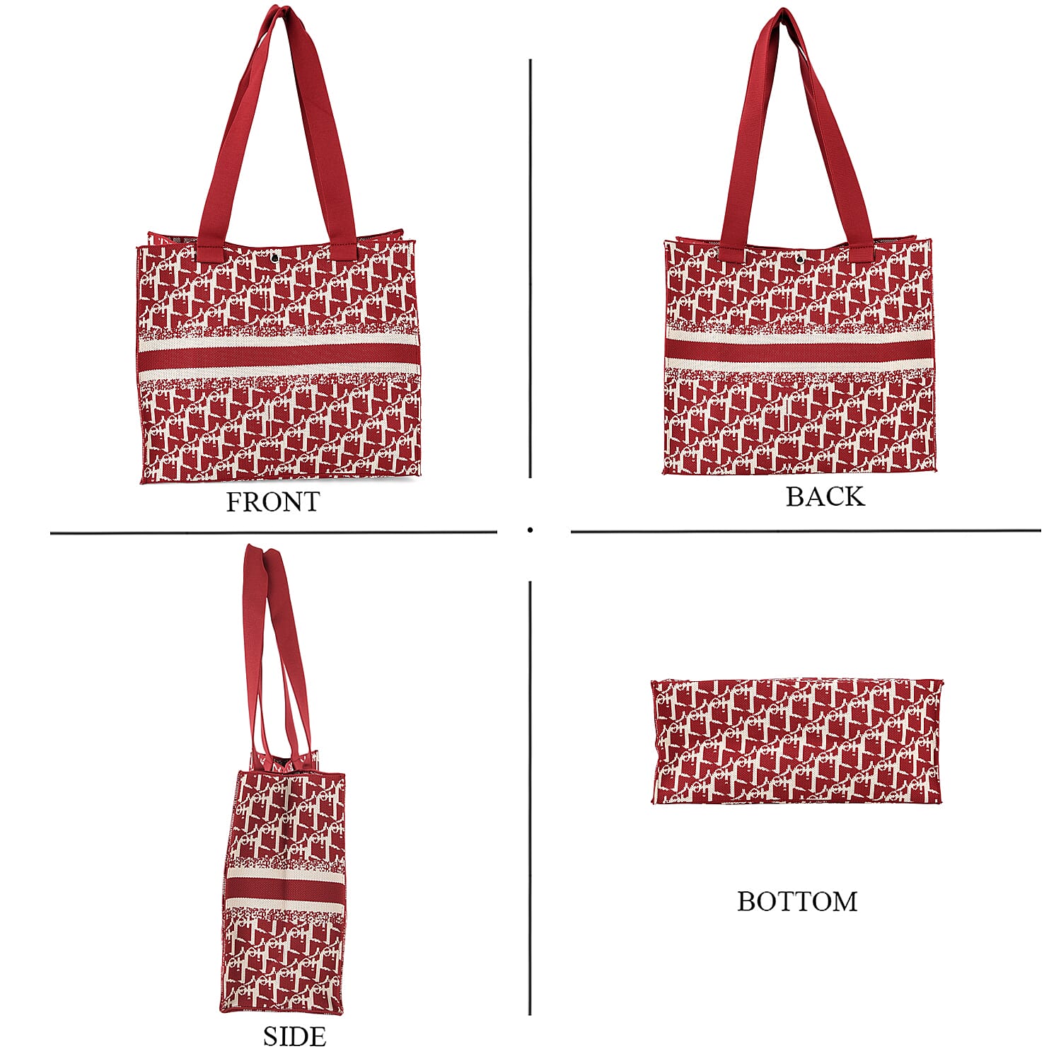 La Marey Red Polyester Knitted Tote Bag