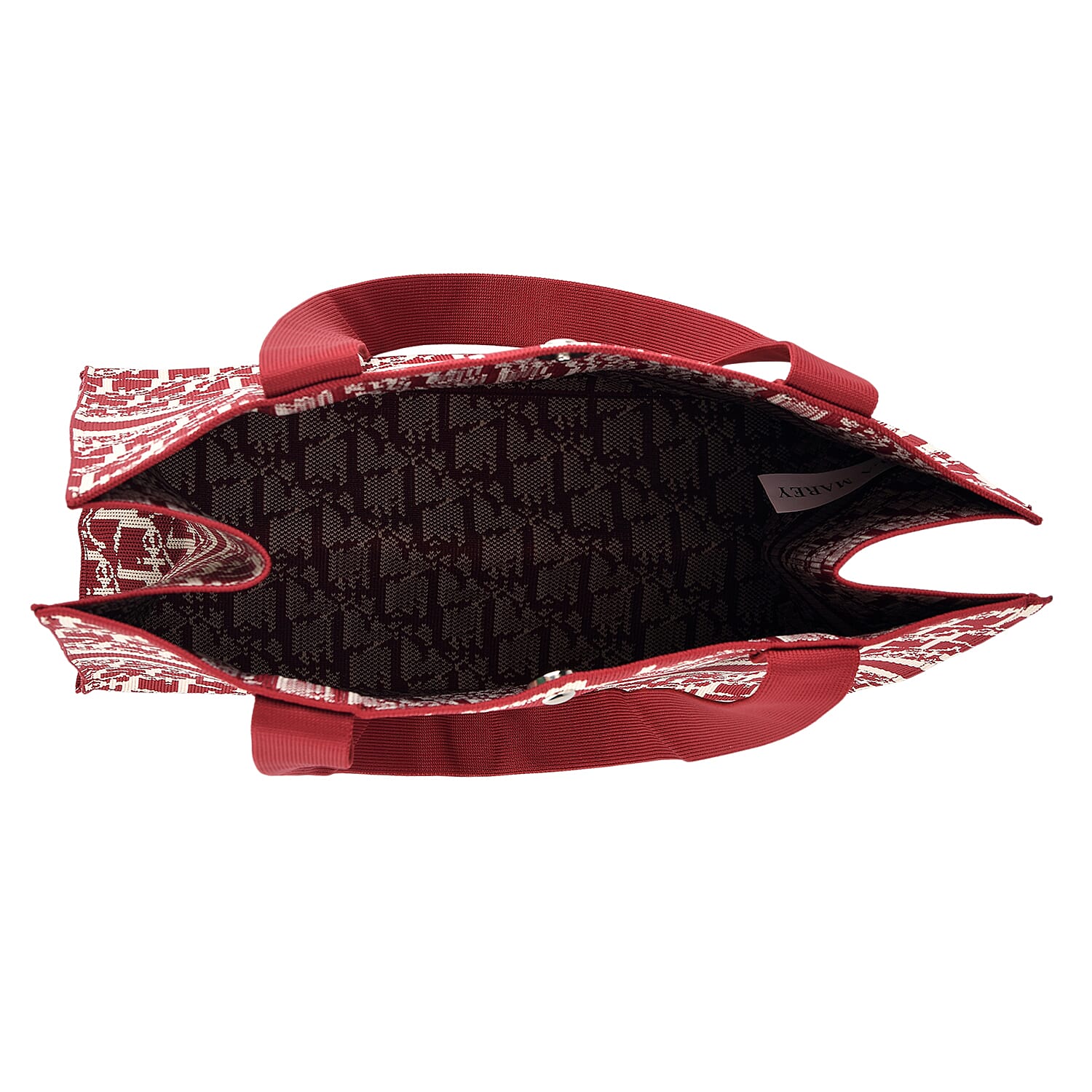 La Marey Red Polyester Knitted Tote Bag