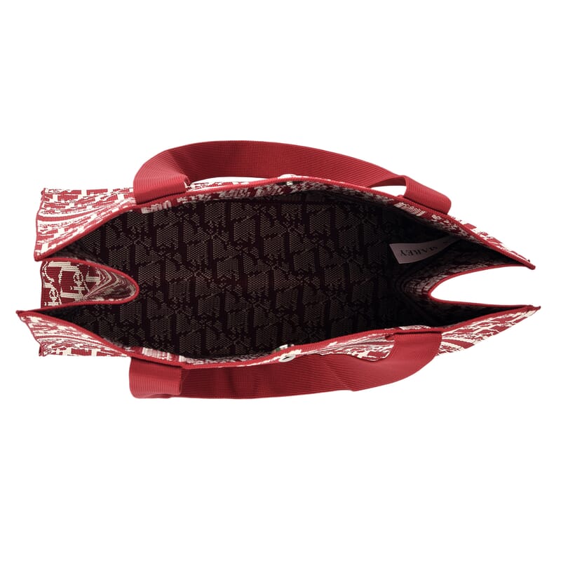 La Marey Red Polyester Knitted Tote Bag