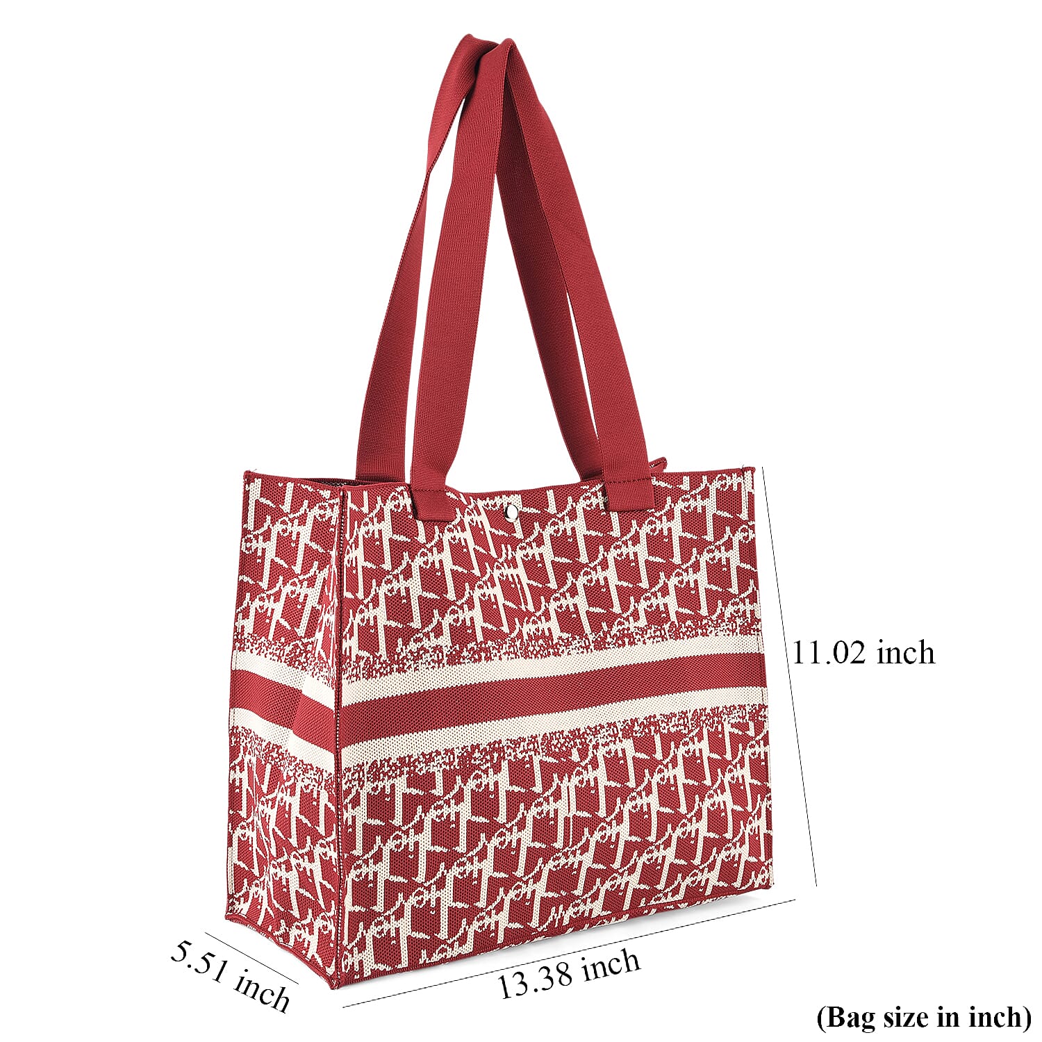 La Marey Red Polyester Knitted Tote Bag