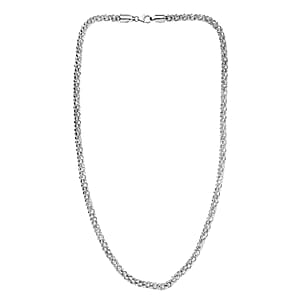 D'Joy Sterling Silver Popcorn Bead Chain Necklace (20 Inches) (23.10 Grams)