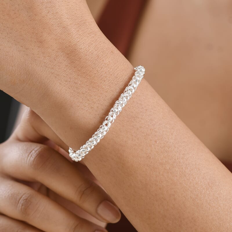 D'Joy Popcorn Bead Chain Bracelet in Sterling Silver (7.25 In) 8.90 Grams