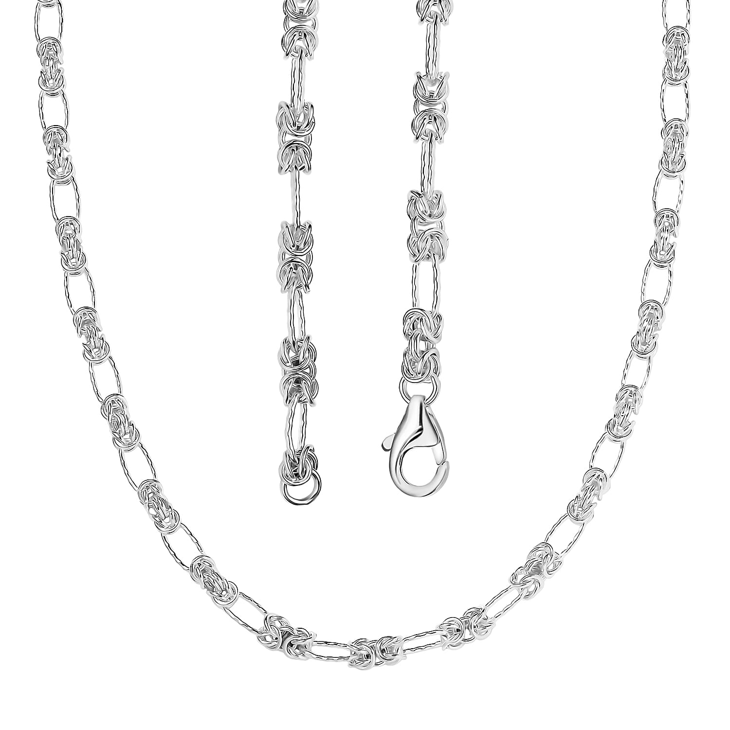 D'Joy Byzantine Station Chain Necklace in Sterling Silver 15.90 Grams (20 Inches)
