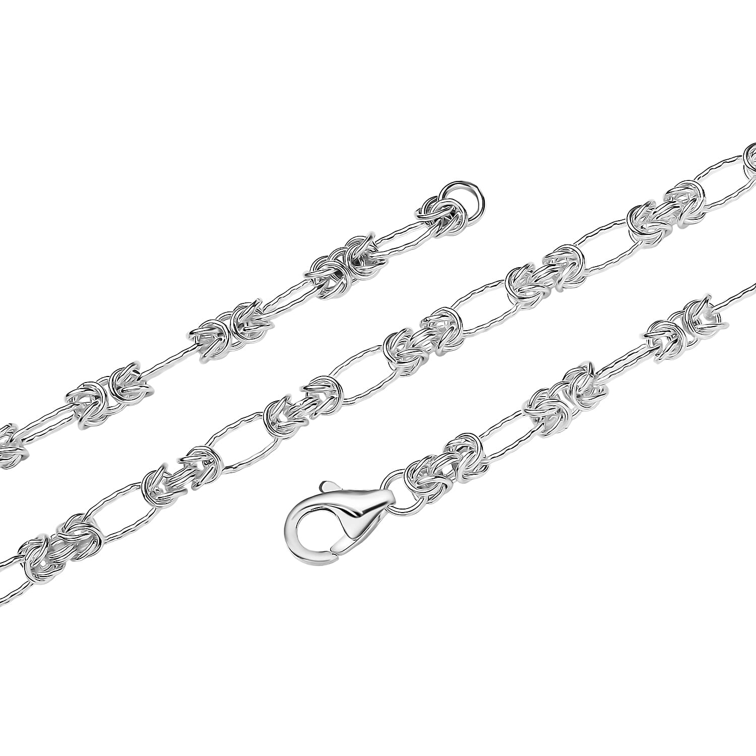 D'Joy Byzantine Station Chain Necklace in Sterling Silver 15.90 Grams (20 Inches)