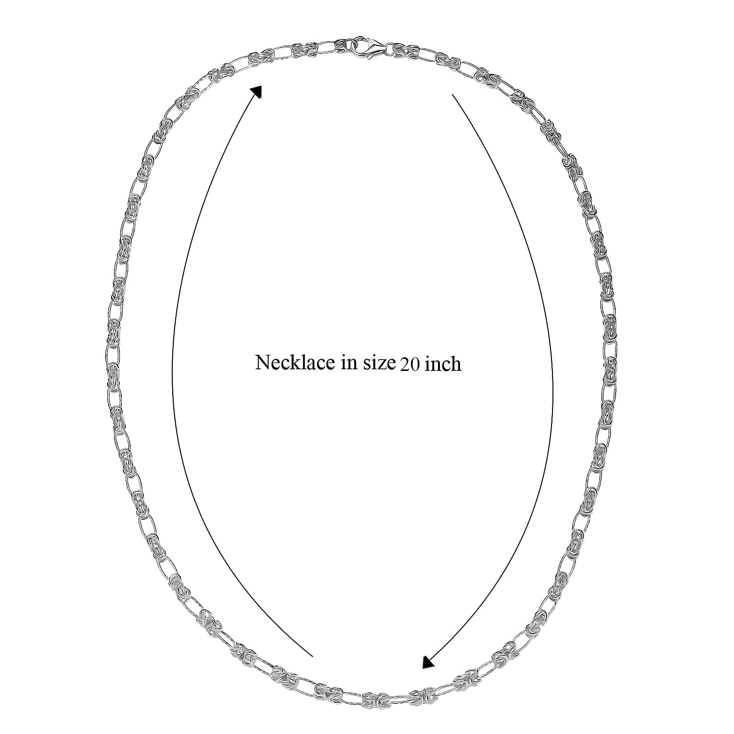 D'Joy Byzantine Station Chain Necklace in Sterling Silver 15.90 Grams (20 Inches)