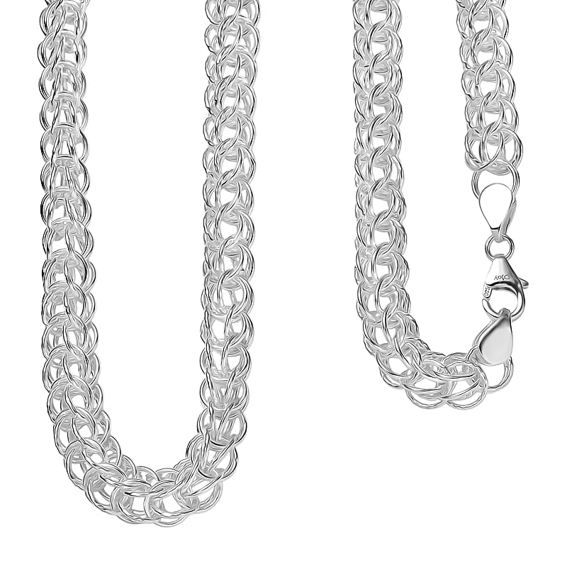 D'Joy Fancy Link Chain Necklace in Sterling Silver 36.50 Grams 20 Inches