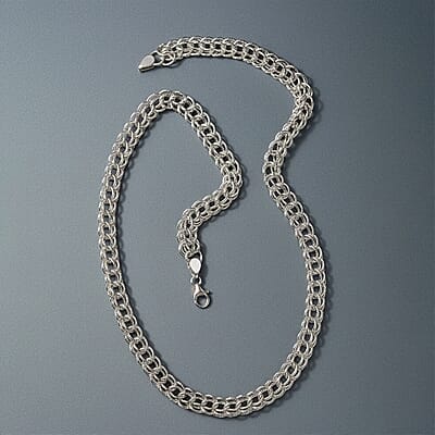 D'Joy Fancy Link Chain Necklace in Sterling Silver 36.50 Grams 20 Inches