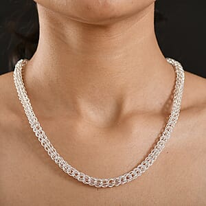 D'Joy Sterling Silver Oval Link Necklace (20 Inches) (36.50 Grams)