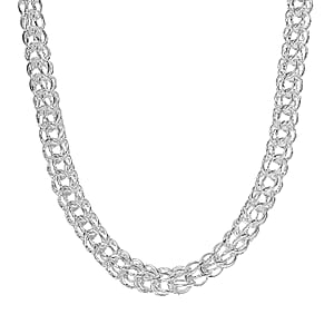 D'Joy Sterling Silver Oval Link Necklace (20 Inches) (36.50 Grams)