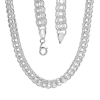 D'Joy Fancy Link Chain Necklace in Sterling Silver 36.50 Grams 20 Inches