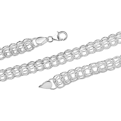 D'Joy Fancy Link Chain Necklace in Sterling Silver 36.50 Grams 20 Inches
