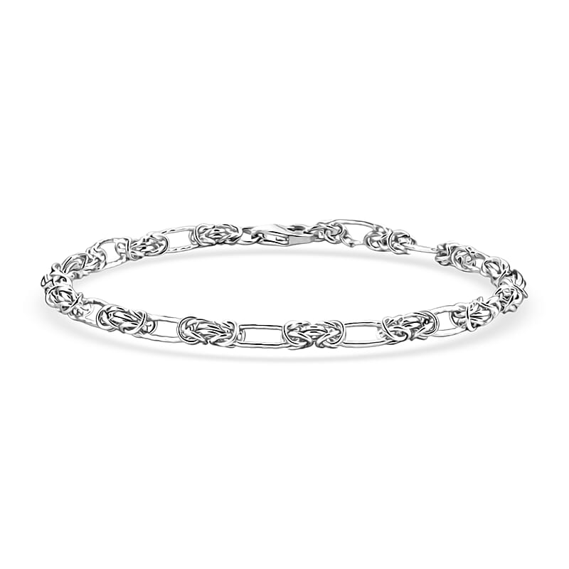 D'Joy Byzantine Station Chain Bracelet in Sterling Silver (7.25 In) 6.0 Grams