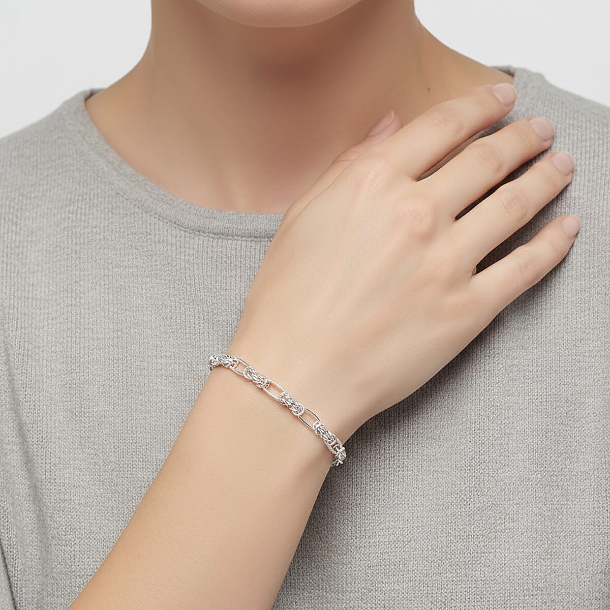 D'Joy Byzantine Station Chain Bracelet in Sterling Silver (7.25 In) 6.0 Grams image number 2