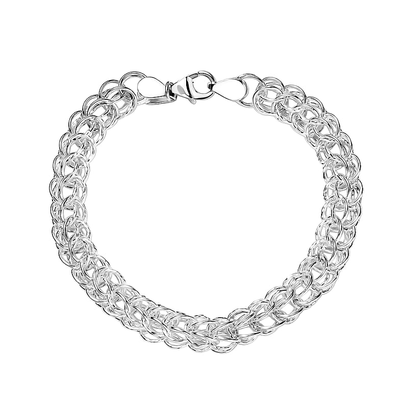 D'Joy Fancy Link Chain Bracelet in Sterling Silver (7.25 In) 13.50 Grams