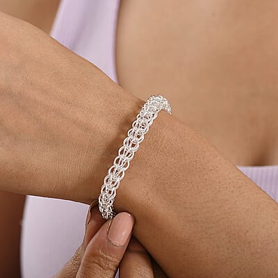 D'Joy Fancy Link Chain Bracelet in Sterling Silver (7.25 In) 13.50 Grams