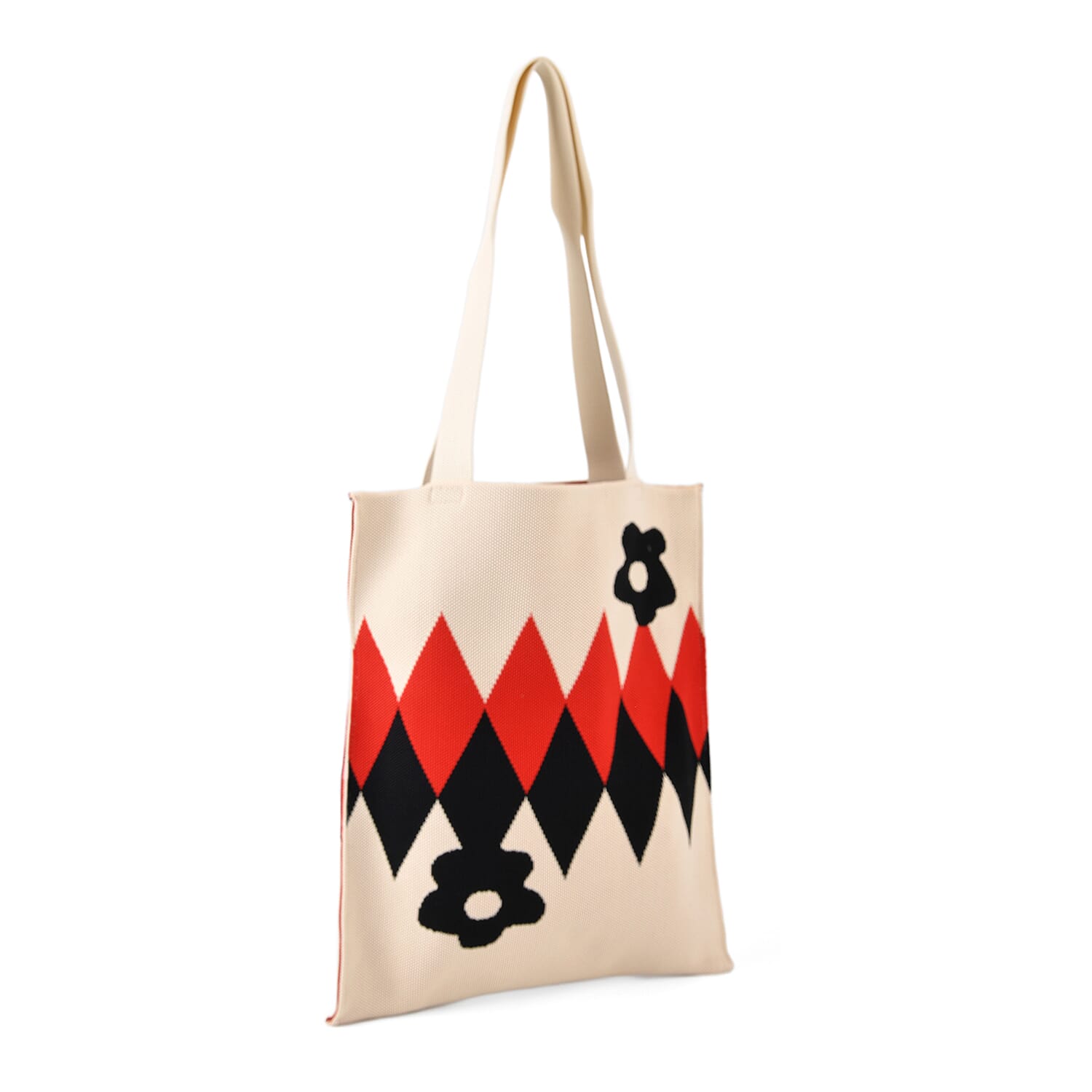 La Marey Cream Geometric Diamond Pattern Tote Bag and Crossbody Bag