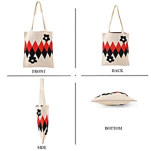 La Marey White Zigzag Pattern Tote Bag and Phone Bag
