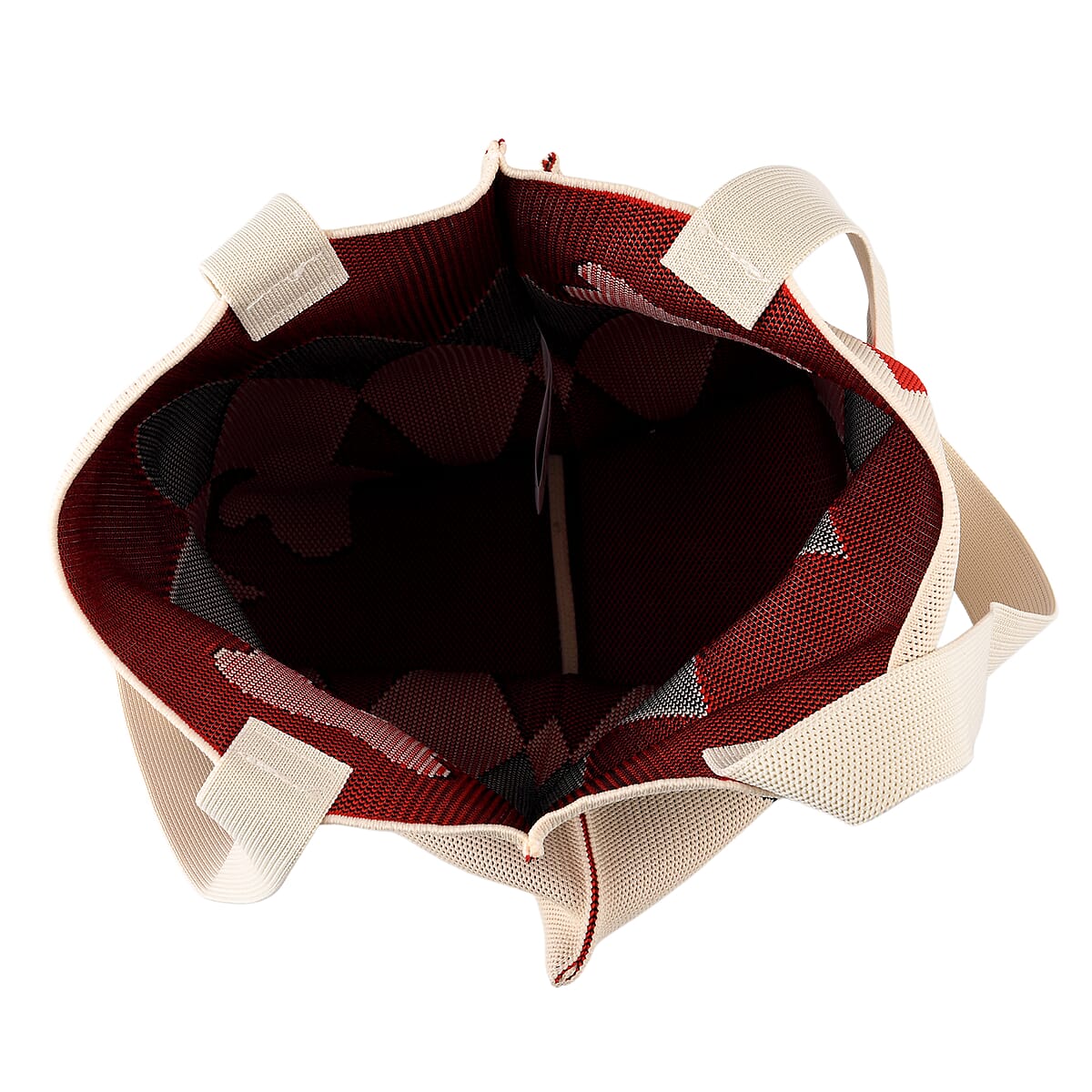 La Marey White Zigzag Pattern Tote Bag and Phone Bag image number 3