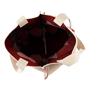 La Marey White Zigzag Pattern Tote Bag and Phone Bag