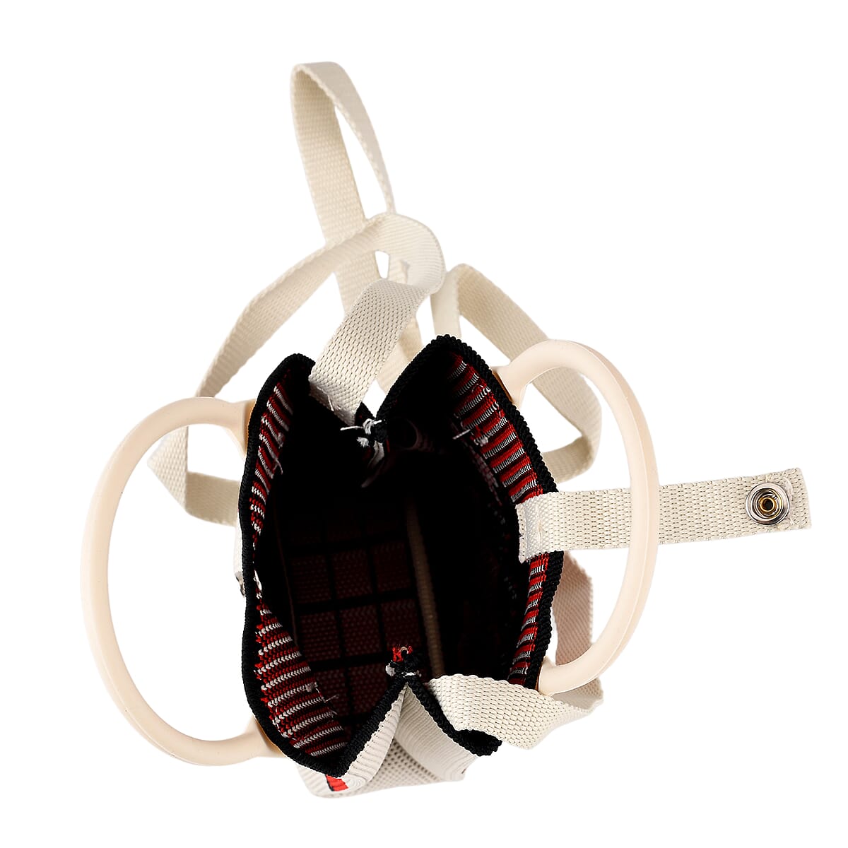 La Marey White Zigzag Pattern Tote Bag and Phone Bag image number 7