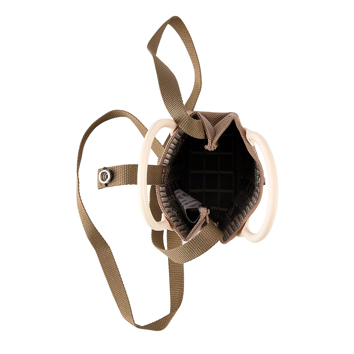 La Marey Mocha Brown Classic Houndstooth Tote Bag and Crossbody Bag image number 7