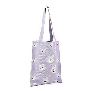 La Marey Purple Cute Bunny Face Pattern Tote Bag and Crossbody Bag