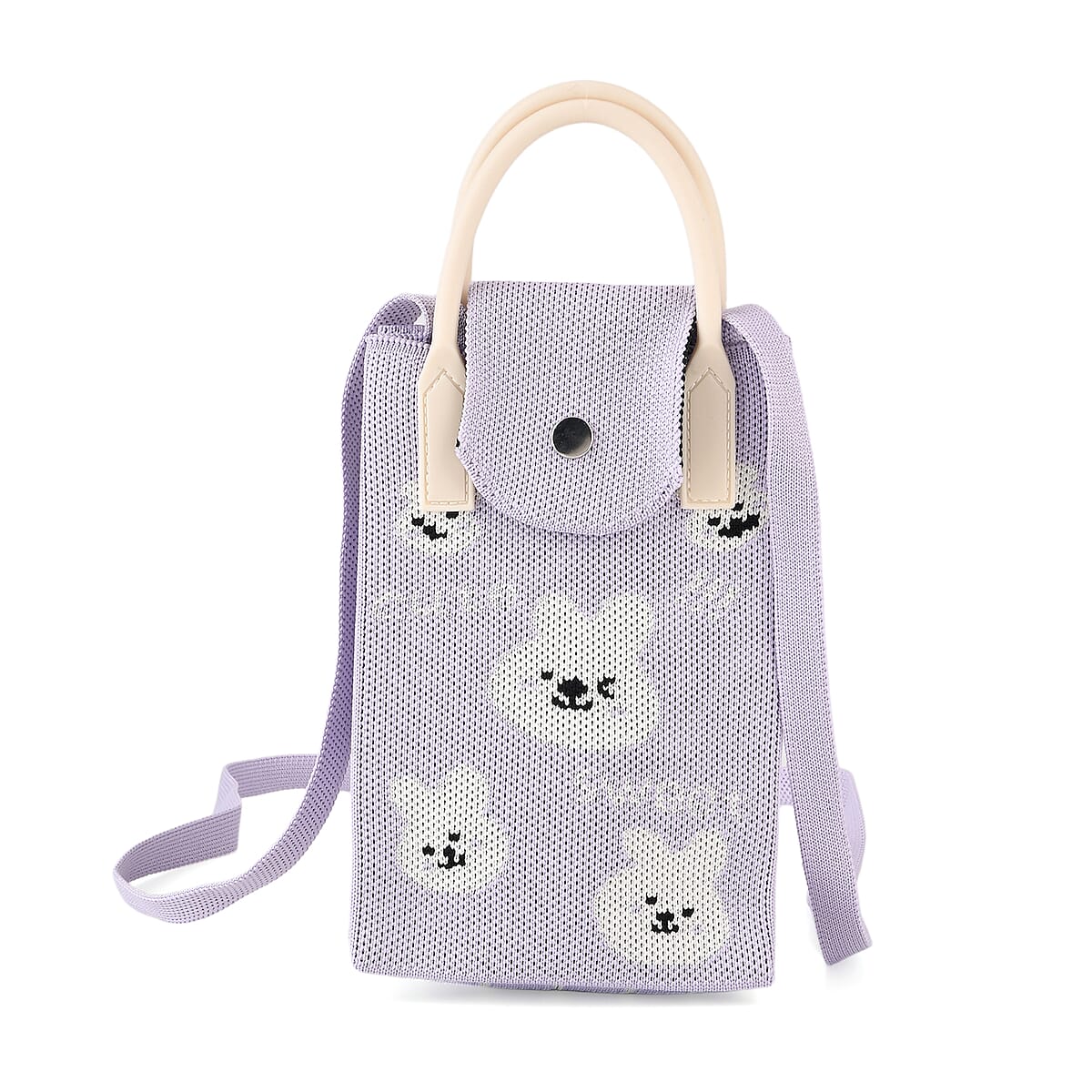 La Marey Purple Cute Bunny Face Pattern Tote Bag and Crossbody Bag image number 4