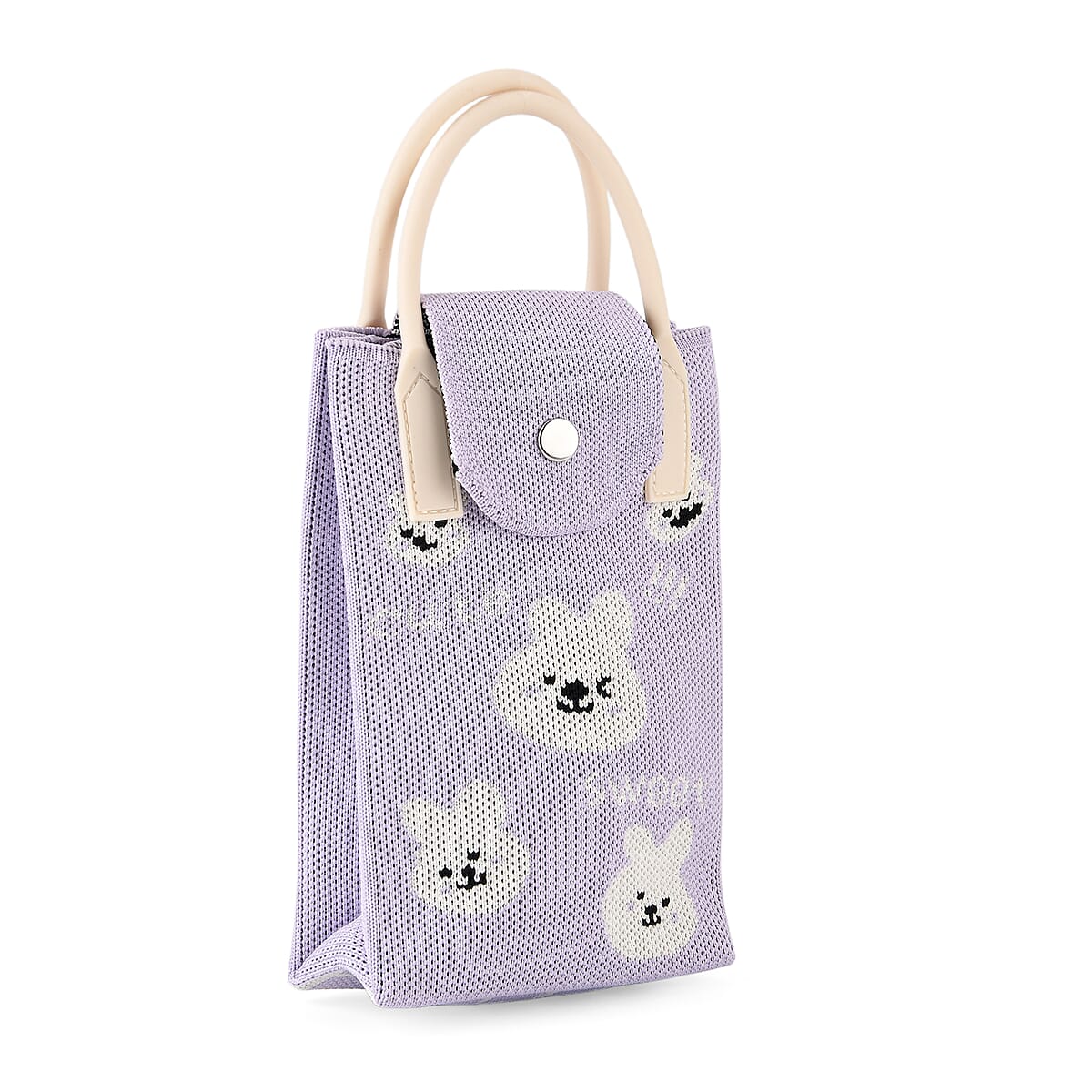 La Marey Purple Cute Bunny Face Pattern Tote Bag and Crossbody Bag image number 5