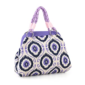 Lay Marey Purple Floral Pattern Knitted Handbag