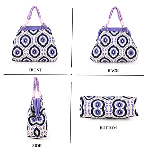 Lay Marey Purple Floral Pattern Knitted Handbag